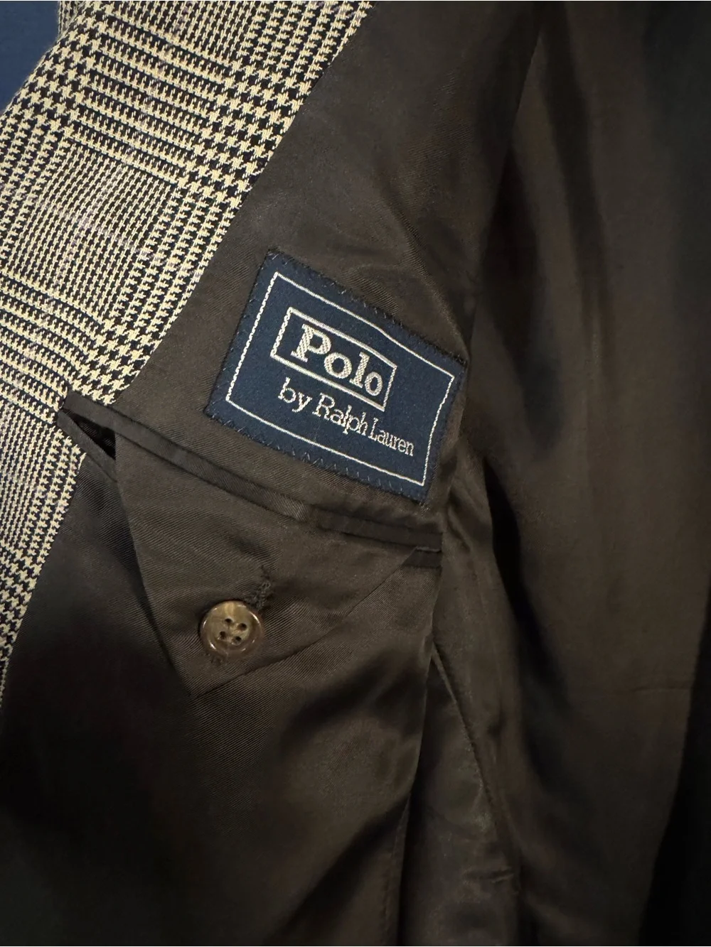Polo by Ralph Lauren Glen Plaid Sport Coat in White/Black Wool & Flax 42L READ - Picture 5 of 16